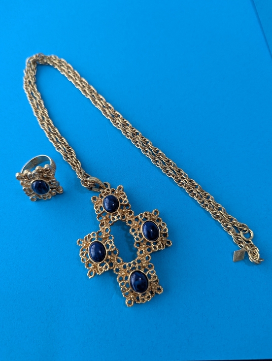 Sarah Coventry Jewelry - Rare Vintage 1975 Sarah Coventry "Victoria Blue" Maltese Cross & Ring!